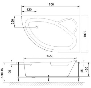 Гидромассажная ванна Royal Bath Alpine Standart 170x100см правая белый RB819102ST-R